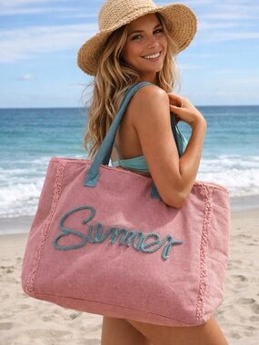 Summer Pink and Teal Tote Bag